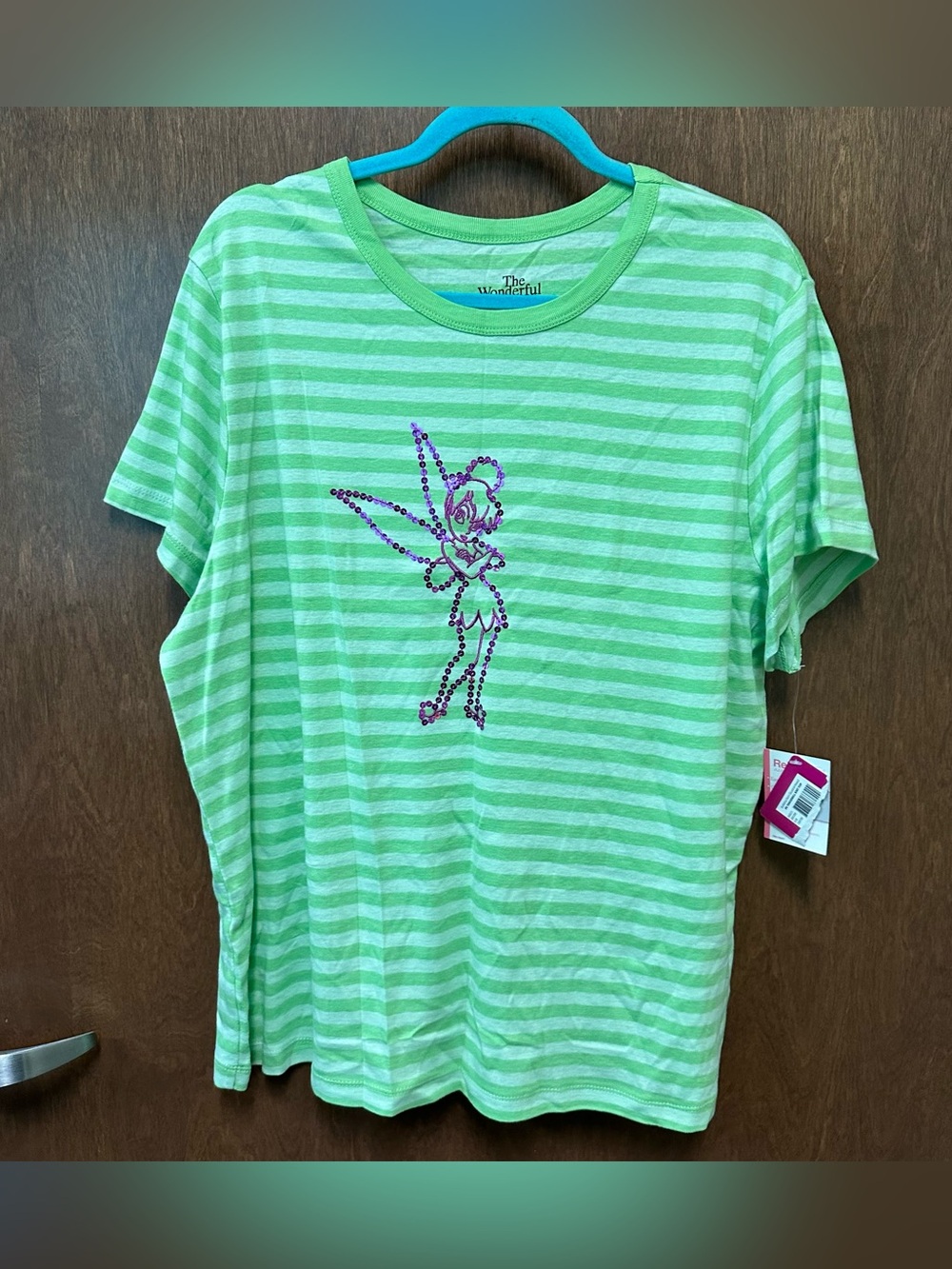 Disney Tinkerbell striped short sleeve tee NWT Women’s 3X sequins embroidered